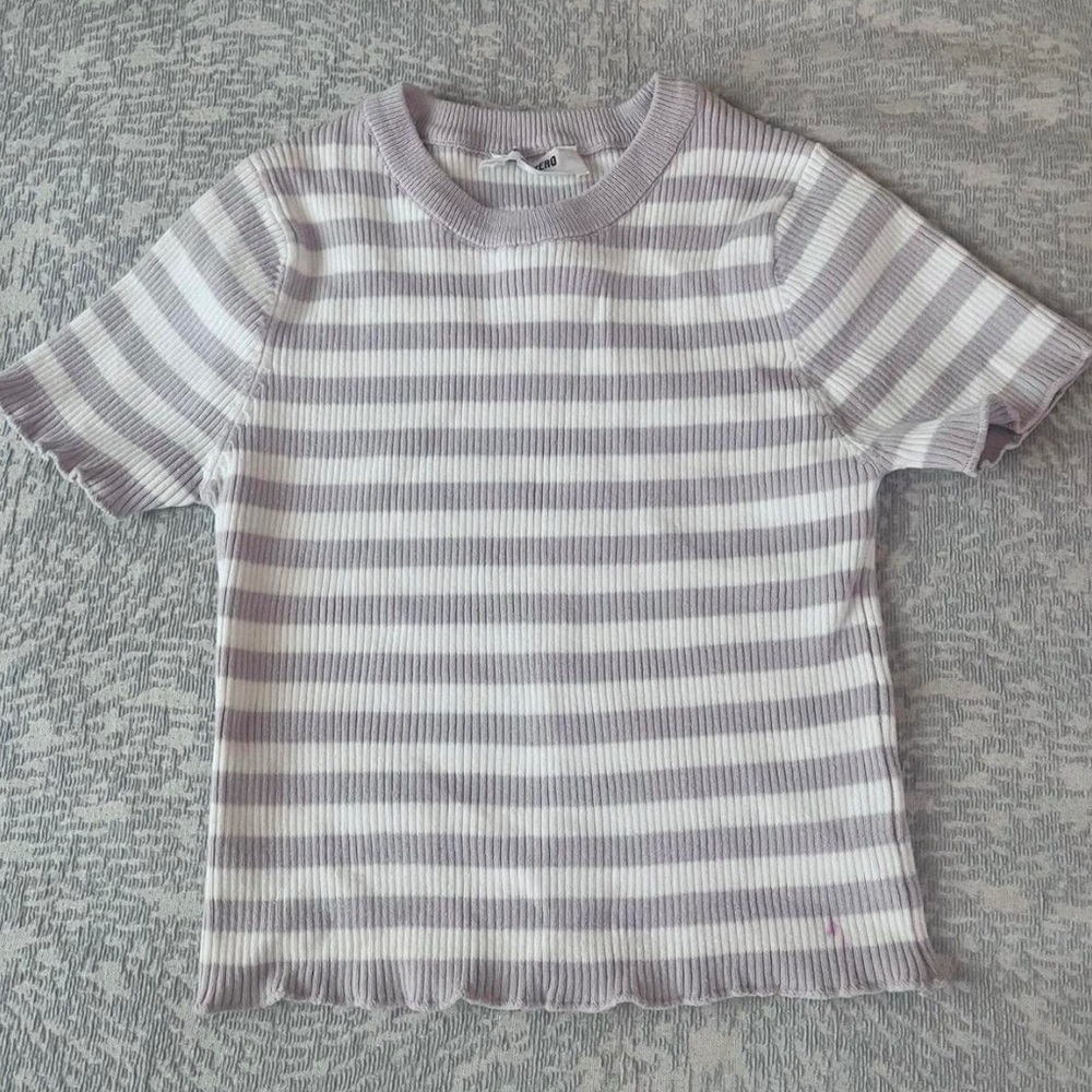 Double Zero Purple and White Striped Crop Top
